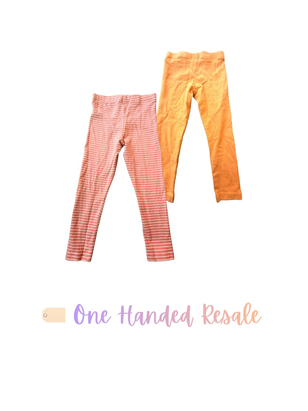 💛 Cynthia Rowley Girls' Mauve Pink Striped & Dark Yellow Solid Leggings  2T
